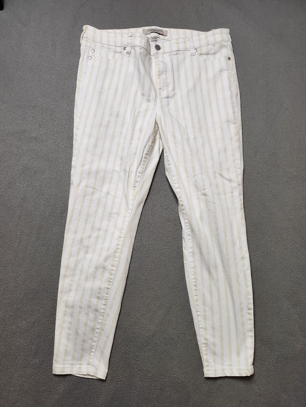Liverpool Jeans Company Womens Crop White and Tan Striped Jeans